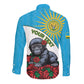 Personalized Rwanda’s Gorilla Naming Long Sleeve Button Shirt Baby Gorilla Coat Of Arms With Red Rose - African Pride