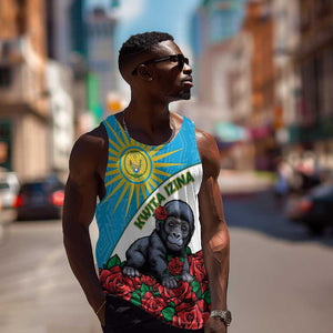 Personalized Rwanda’s Gorilla Naming Men Tank Top Baby Gorilla Coat Of Arms With Red Rose - African Pride