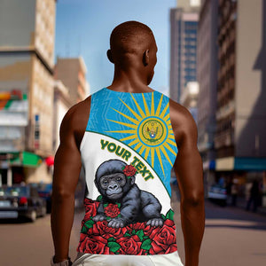 Personalized Rwanda’s Gorilla Naming Men Tank Top Baby Gorilla Coat Of Arms With Red Rose - African Pride