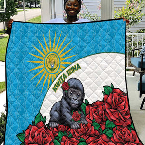 Rwanda’s Gorilla Naming Quilt Baby Gorilla Coat Of Arms With Red Rose - African Pride