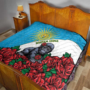 Rwanda’s Gorilla Naming Quilt Baby Gorilla Coat Of Arms With Red Rose - African Pride