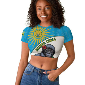 Personalized Rwanda’s Gorilla Naming Raglan Cropped T shirt Baby Gorilla Coat Of Arms With Red Rose - African Pride