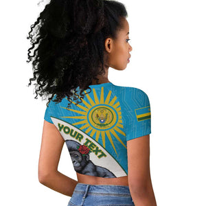 Personalized Rwanda’s Gorilla Naming Raglan Cropped T shirt Baby Gorilla Coat Of Arms With Red Rose - African Pride