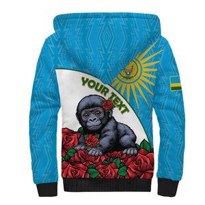 Personalized Rwanda’s Gorilla Naming Sherpa Hoodie Baby Gorilla Coat Of Arms With Red Rose - African Pride