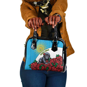Rwanda’s Gorilla Naming Shoulder Handbag Baby Gorilla Coat Of Arms With Red Rose - African Pride