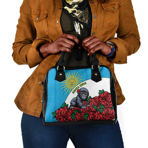 Rwanda’s Gorilla Naming Shoulder Handbag Baby Gorilla Coat Of Arms With Red Rose - African Pride
