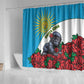Rwanda’s Gorilla Naming Shower Curtain Baby Gorilla Coat Of Arms With Red Rose - African Pride