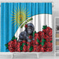 Rwanda’s Gorilla Naming Shower Curtain Baby Gorilla Coat Of Arms With Red Rose - African Pride