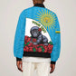 Personalized Rwanda’s Gorilla Naming Sleeve Zip Bomber Jacket Baby Gorilla Coat Of Arms With Red Rose - African Pride