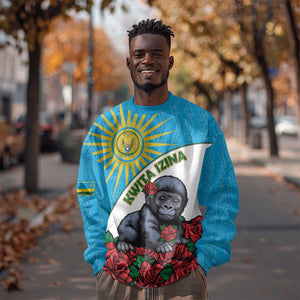 Personalized Rwanda’s Gorilla Naming Sweatshirt Baby Gorilla Coat Of Arms With Red Rose - African Pride