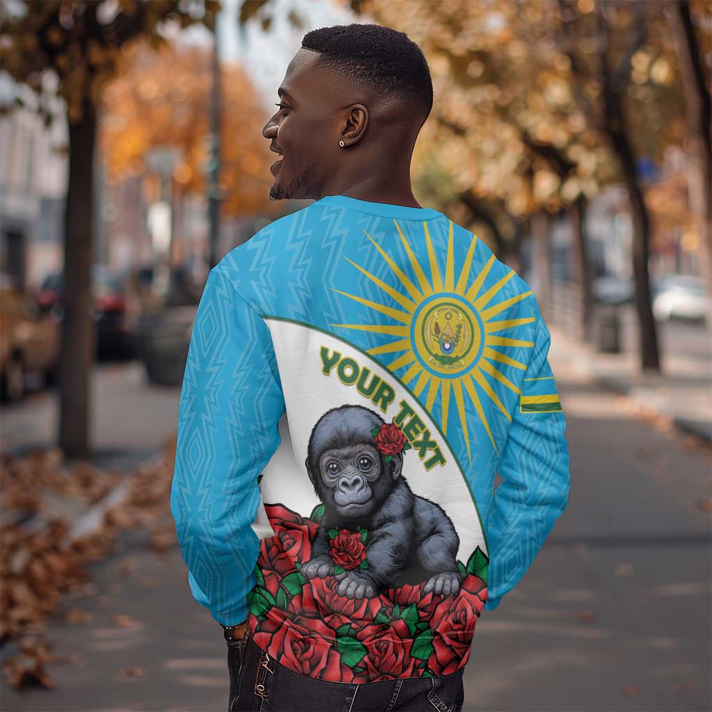 Personalized Rwanda’s Gorilla Naming Sweatshirt Baby Gorilla Coat Of Arms With Red Rose - African Pride