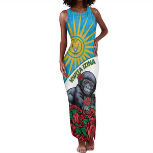 Personalized Rwanda’s Gorilla Naming Tank Maxi Dress Baby Gorilla Coat Of Arms With Red Rose - African Pride