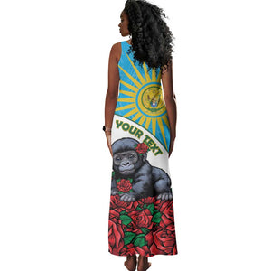Personalized Rwanda’s Gorilla Naming Tank Maxi Dress Baby Gorilla Coat Of Arms With Red Rose - African Pride