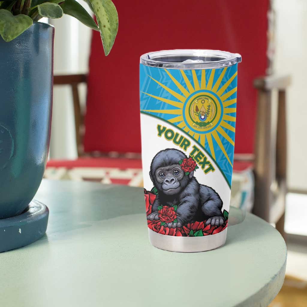 Personalized Rwanda’s Gorilla Naming Tumbler Cup Baby Gorilla Coat Of Arms With Red Rose - African Pride