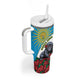 Personalized Rwanda’s Gorilla Naming Tumbler With Handle Baby Gorilla Coat Of Arms With Red Rose - African Pride