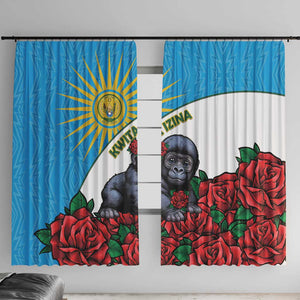 Rwanda’s Gorilla Naming Window Curtain Baby Gorilla Coat Of Arms With Red Rose - African Pride
