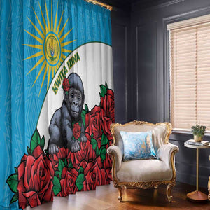 Rwanda’s Gorilla Naming Window Curtain Baby Gorilla Coat Of Arms With Red Rose - African Pride