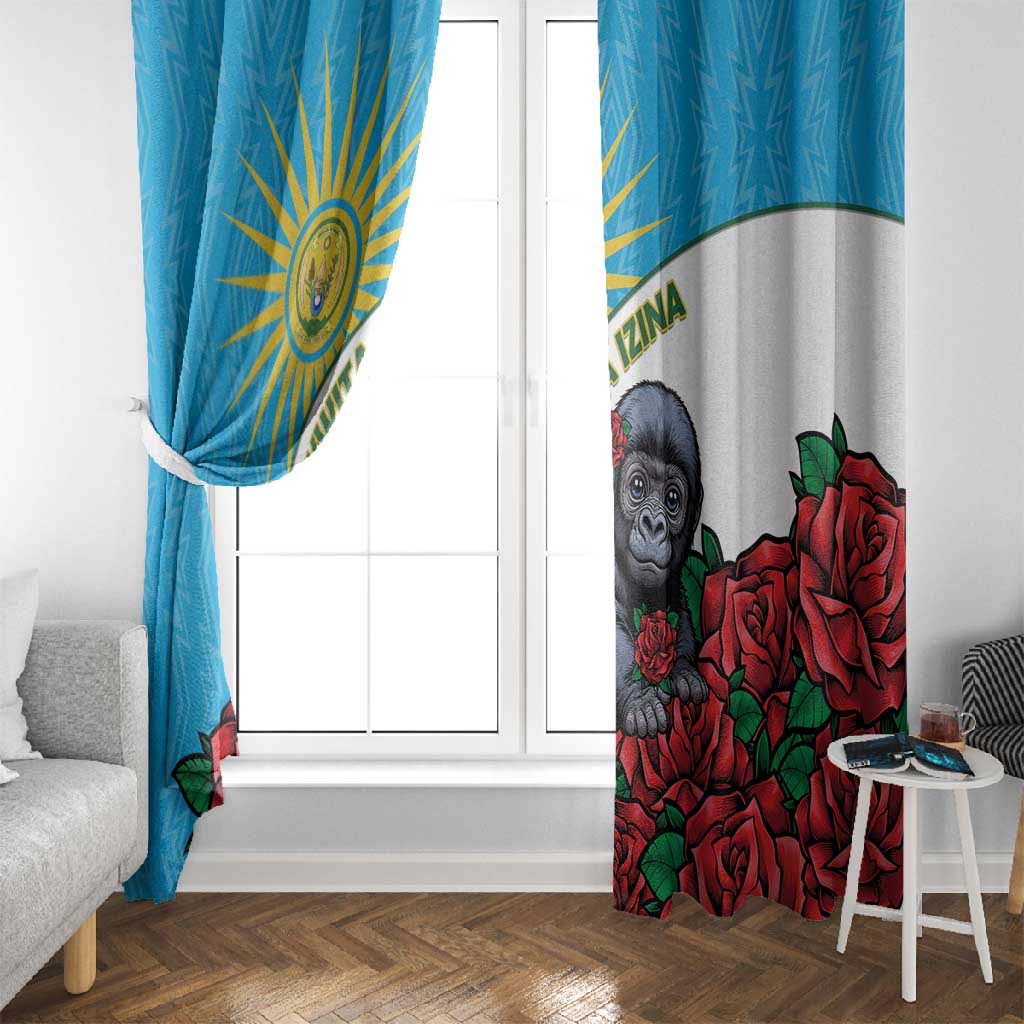 Rwanda’s Gorilla Naming Window Curtain Baby Gorilla Coat Of Arms With Red Rose - African Pride