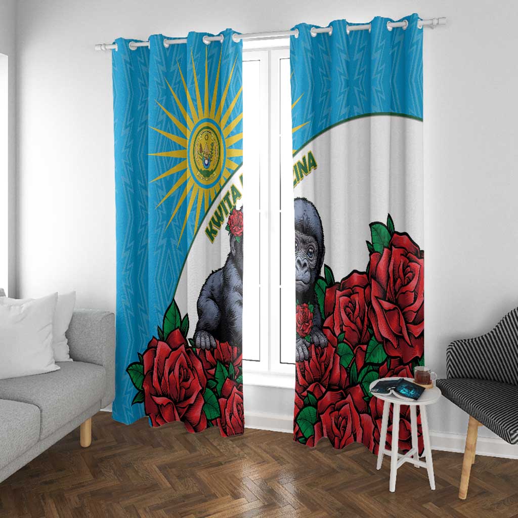 Rwanda’s Gorilla Naming Window Curtain Baby Gorilla Coat Of Arms With Red Rose - African Pride