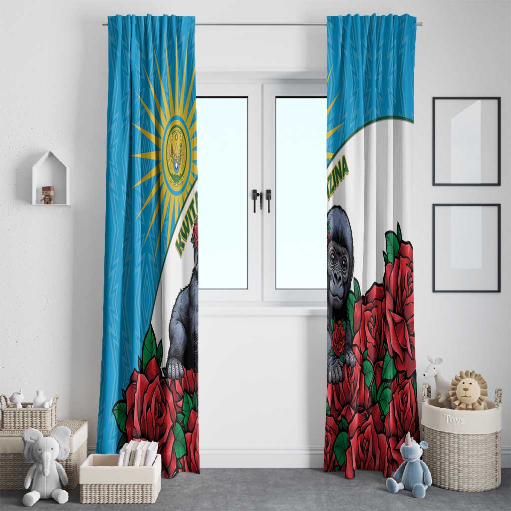 Rwanda’s Gorilla Naming Window Curtain Baby Gorilla Coat Of Arms With Red Rose - African Pride