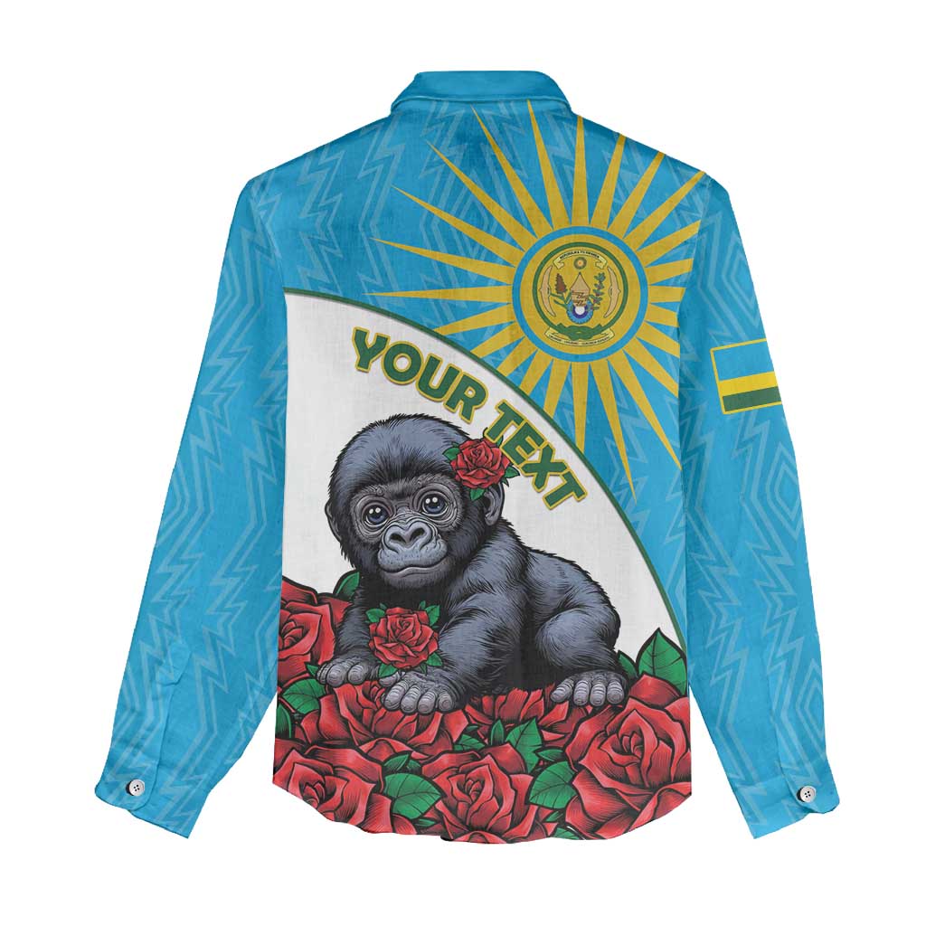 Personalized Rwanda’s Gorilla Naming Women Casual Shirt Baby Gorilla Coat Of Arms With Red Rose - African Pride