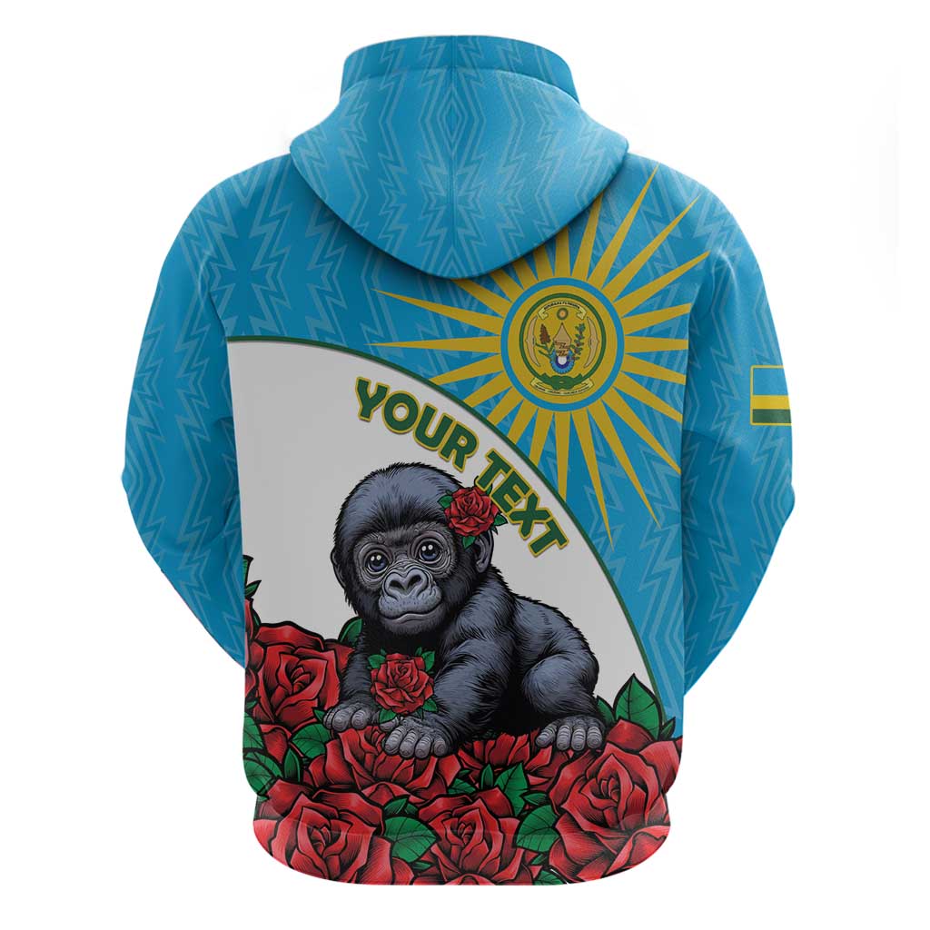 Personalized Rwanda’s Gorilla Naming Zip Hoodie Baby Gorilla Coat Of Arms With Red Rose - African Pride