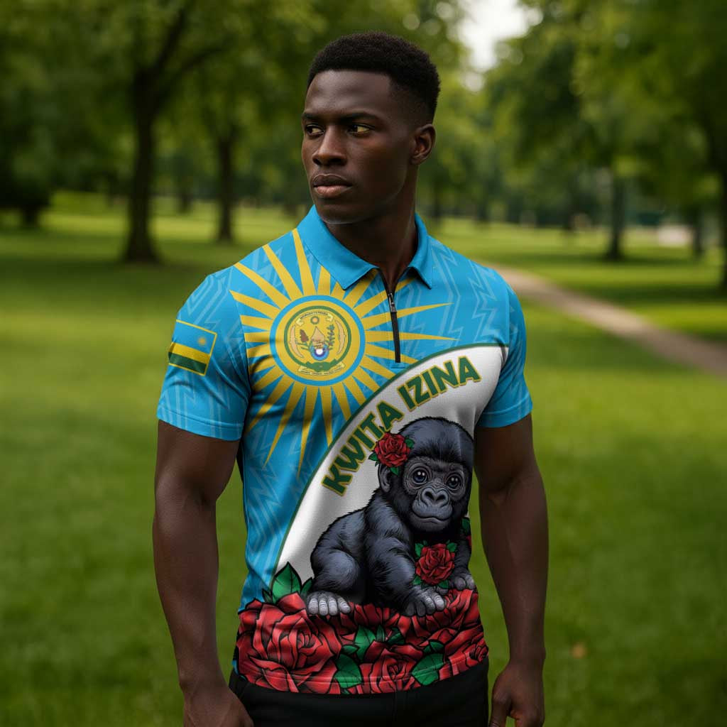 Personalized Rwanda Baby Gorilla Zipper Polo Shirt Kwita Izina 2025