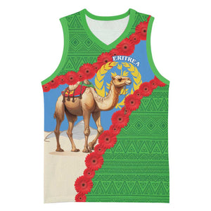 Personalised Eritrea Arabian Camel Basketball Jersey Gerbera Flower - Flag Color - African Pride