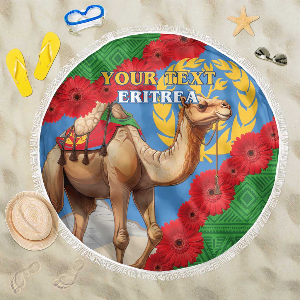 Personalised Eritrea Arabian Camel Beach Blanket Gerbera Flower - Flag Color