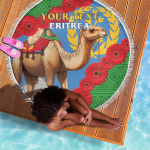 Personalised Eritrea Arabian Camel Beach Blanket Gerbera Flower - Flag Color