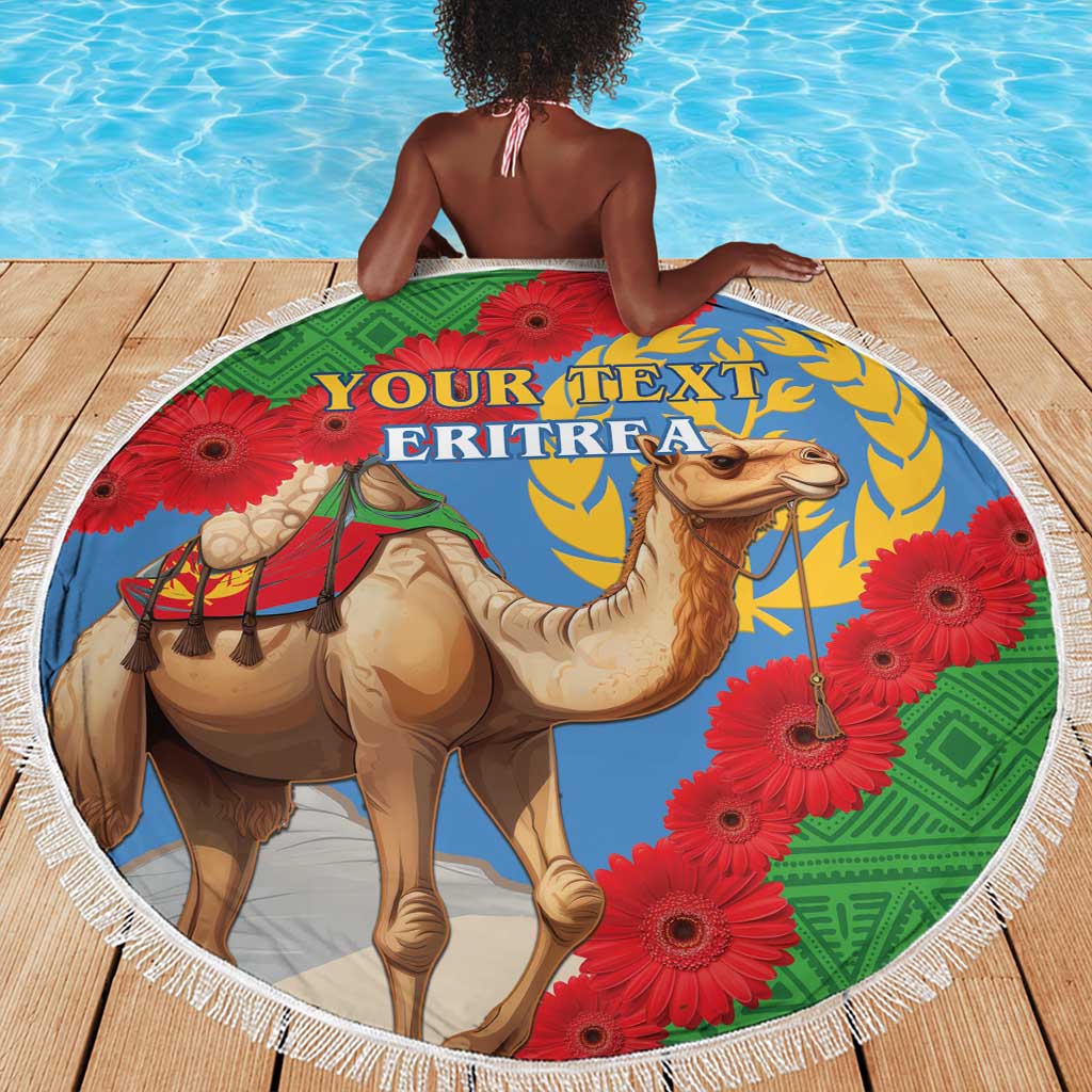 Personalised Eritrea Arabian Camel Beach Blanket Gerbera Flower - Flag Color