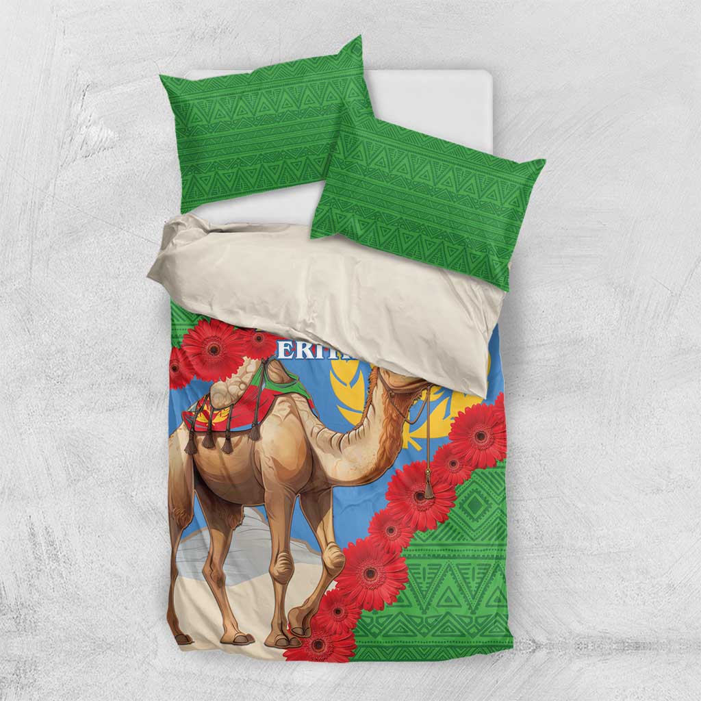 Personalised Eritrea Arabian Camel Bedding Set Gerbera Flower - Flag Color