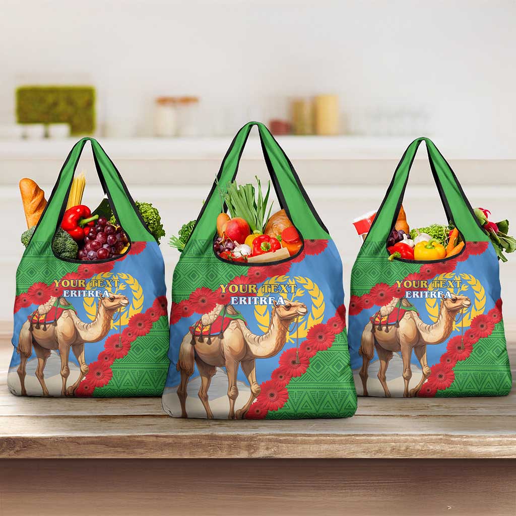 Personalised Eritrea Arabian Camel Grocery Bag Gerbera Flower - Flag Color
