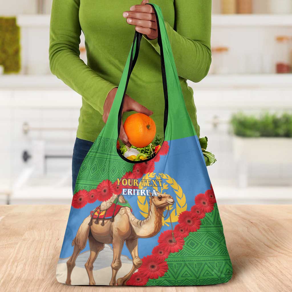 Personalised Eritrea Arabian Camel Grocery Bag Gerbera Flower - Flag Color