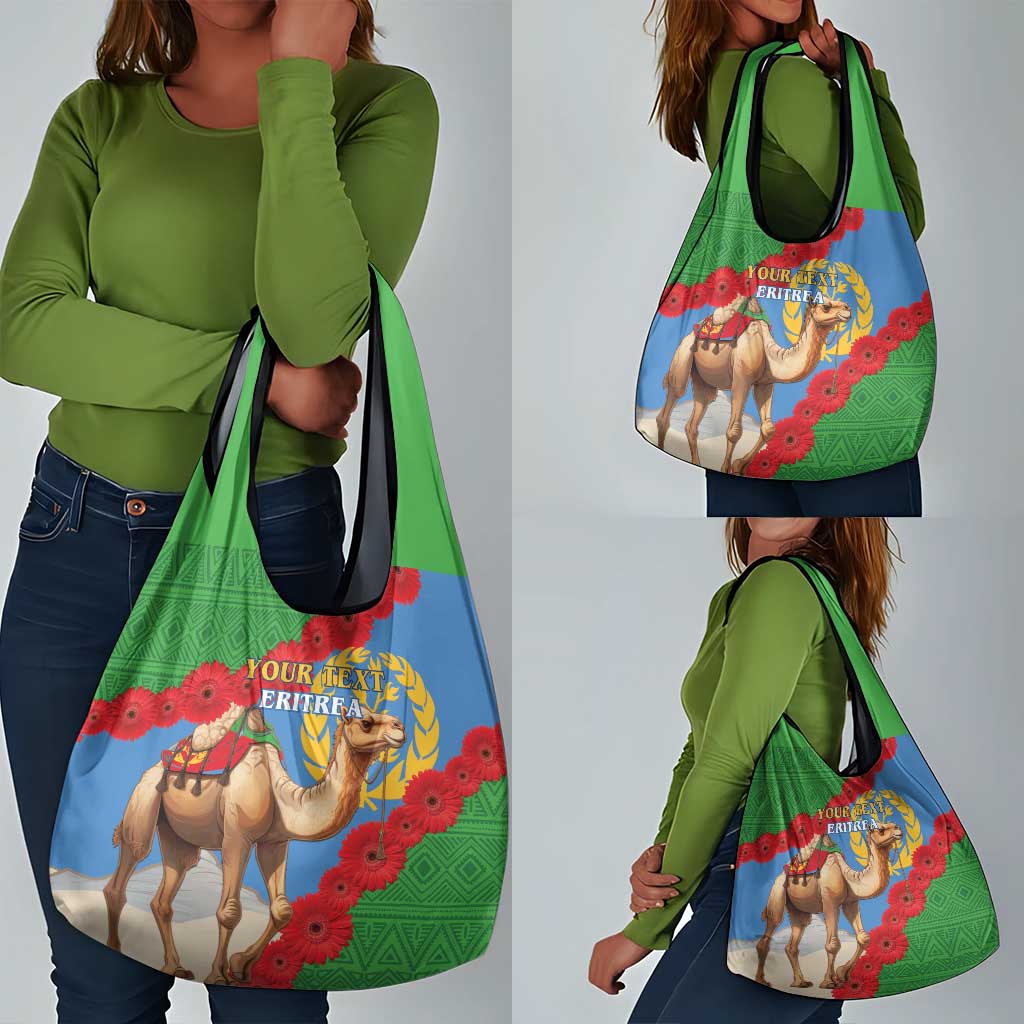 Personalised Eritrea Arabian Camel Grocery Bag Gerbera Flower - Flag Color