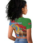 Personalised Eritrea Arabian Camel Raglan Cropped T shirt Gerbera Flower - Flag Color