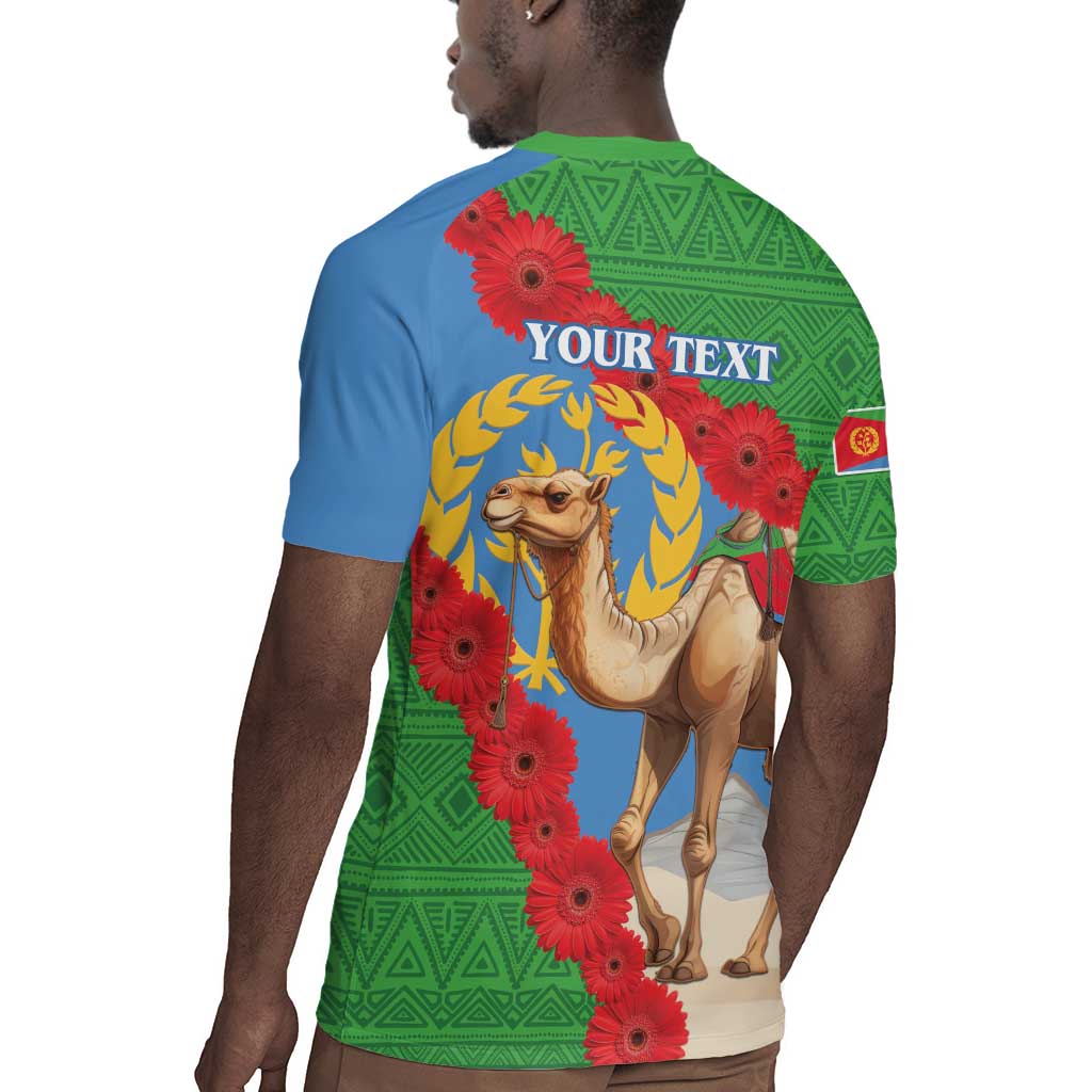 Personalised Eritrea Arabian Camel Rugby Jersey Gerbera Flower - Flag Color