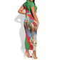 Personalised Eritrea Arabian Camel Short Sleeve Bodycon Dress Gerbera Flower - Flag Color LT15