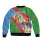 Personalised Eritrea Arabian Camel Sleeve Zip Bomber Jacket Gerbera Flower - Flag Color