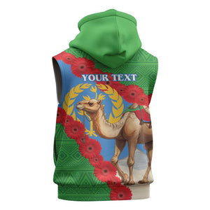Personalised Eritrea Arabian Camel Sleeveless Hoodie Gerbera Flower - Flag Color - African Pride
