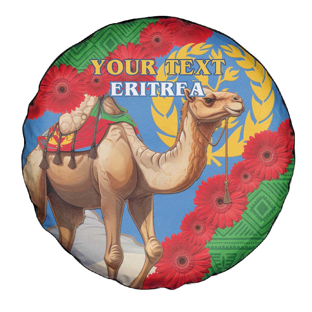 Personalised Eritrea Arabian Camel Spare Tire Cover Gerbera Flower - Flag Color