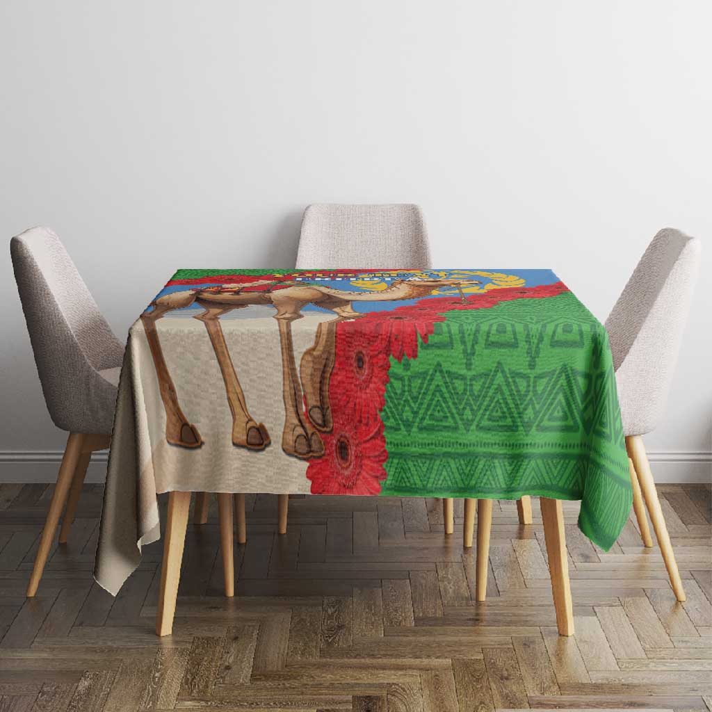 Personalised Eritrea Arabian Camel Tablecloth Gerbera Flower - Flag Color
