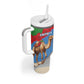 Personalised Eritrea Arabian Camel Tumbler With Handle Gerbera Flower - Flag Color