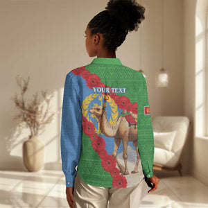 Personalised Eritrea Arabian Camel Women Casual Shirt Gerbera Flower - Flag Color LT15