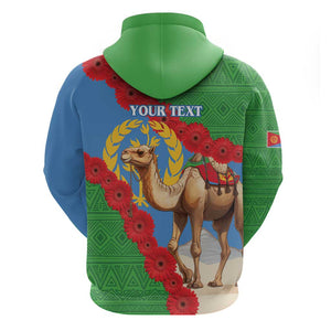 Personalised Eritrea Arabian Camel Zip Hoodie Gerbera Flower - Flag Color