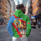 Personalised Eritrea Arabian Camel Zip Hoodie Gerbera Flower - Flag Color