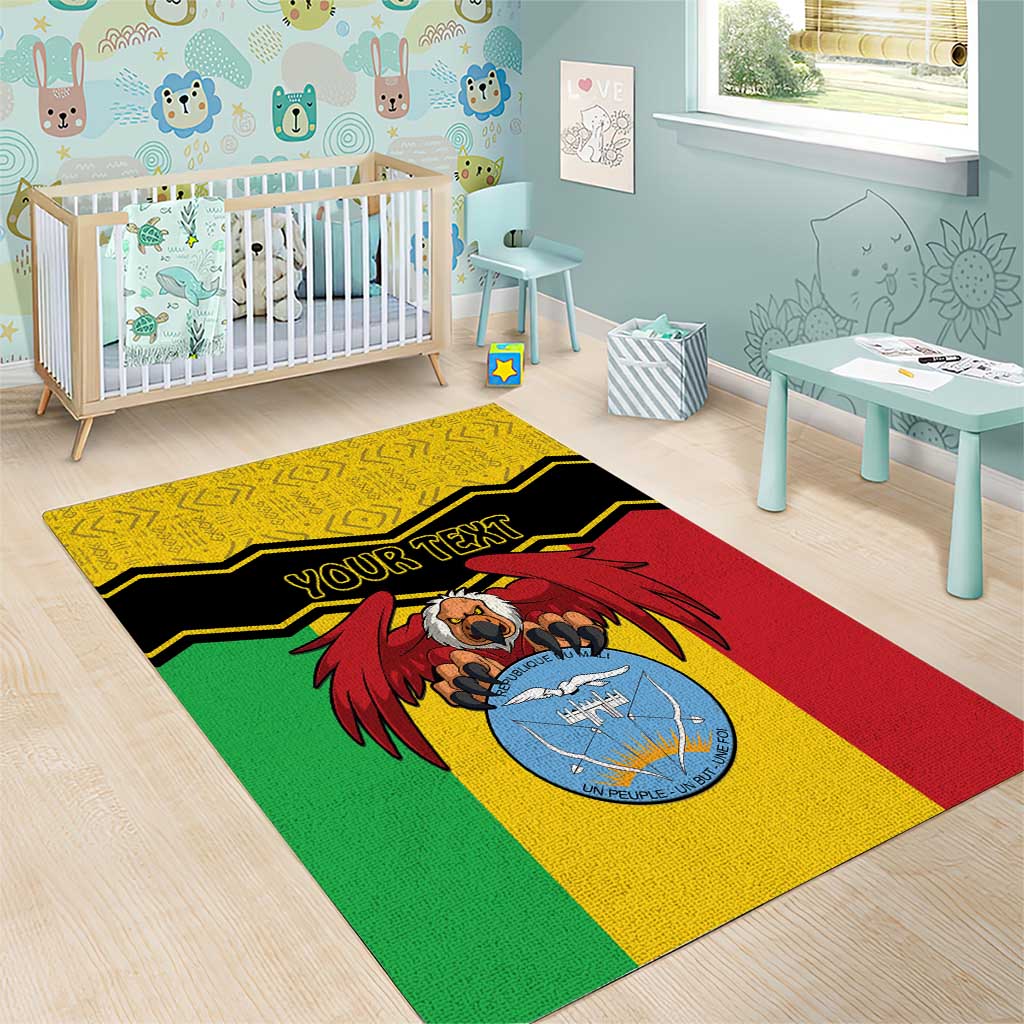 Personalized Afro Mali Vulture Area Rug Coat Of Arms - Bogolan Pattern