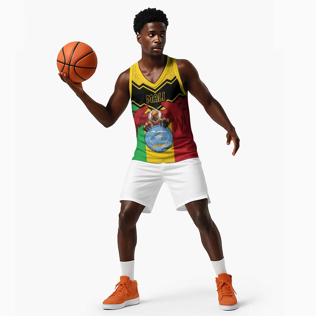 Personalized Afro Mali Vulture Basketball Jersey Coat Of Arms - Bogolan Pattern - African Pride
