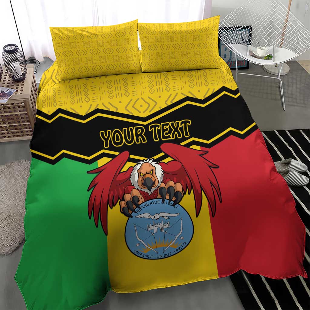 Personalized Afro Mali Vulture Bedding Set Coat Of Arms - Bogolan Pattern