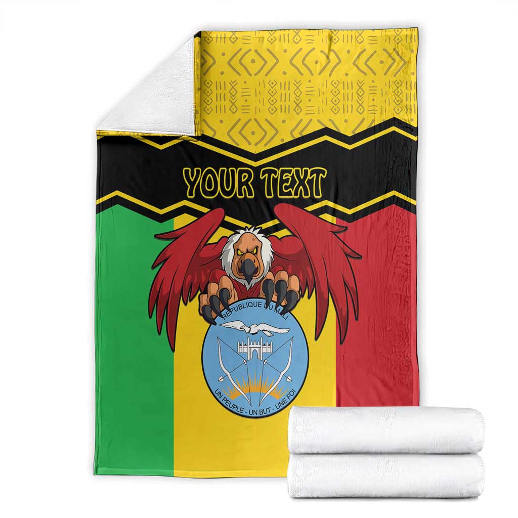 Personalized Afro Mali Vulture Blanket Coat Of Arms - Bogolan Pattern